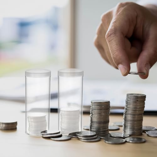 Tubos para monedas de 32 mm que evitan la oxidación y manchas negras con su tapa sellada rígida 5