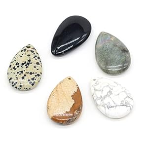 Zotoone 5pcs Natural Drop Pendant Turquoise Agate Picture Stone Healing Mineral Jewelry Making DIY Necklace Earring Accessory Deco Gift 25x40mm