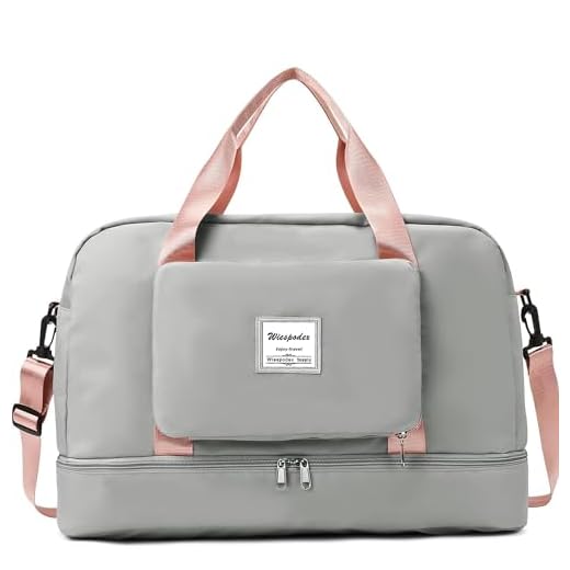 Wiespodex Per Ryanair Airlines - Borsone da viaggio pieghevole, 50 x 32 x 28,5 cm, borsa da viaggio pieghevole per la notte, per donne e uomini (con tracolla), Grigio