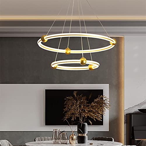 Éclairage de pendentif suspendu LED moderne or au design minimaliste épuré - 7
