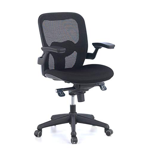 ofiprix | Silla Gioconda | Silla de Oficina Ergonómica | Silla Giratoria de Escritorio | Respaldo Transpirable | Soporte Lumbar | Brazos Flexibles | Mecanismo Relax | Color Negro