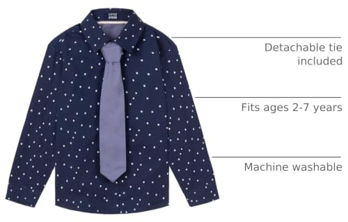 Image of LittleSpring Boys Button Down Long Sleeve Uniform Dress Shirts with Tie