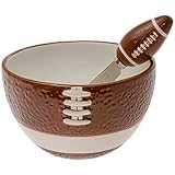 Boston International Serving Set, Super Bowl Football Party Ceramic Bowl and Stainless Steel Spreader, 5-Inches, Football Fever