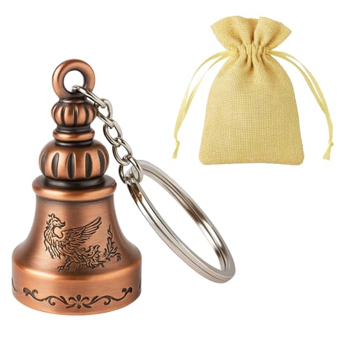 Image of FOSSE Guardian Bell KeyChain for Bike and Car | Tibetan Key Chain Good Luck Key Chain (copper) (1 Pc)