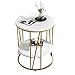 Stolik nocny 20-calowy Szeroki Stolik, Okrągły Stół Ze Sztucznego Marmuru, Nowoczesna Mała Metalowa Rama Home Decor Stolik Nocny Do Salonu Szafka nocna (Color : White gold)