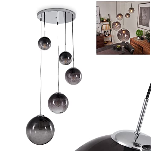 Hängeleuchte Degevos, 5-flammige Deckenlampe aus Metall/Glas in...