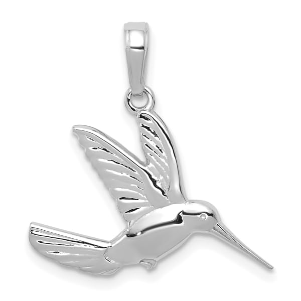 IceCarats 14K Solid White Gold Hummingbird Necklace Bird Pendant Charm3