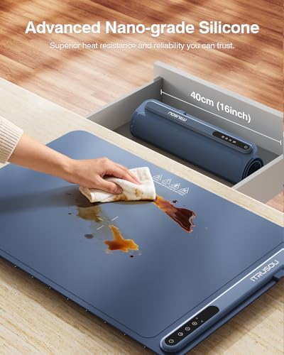 Image of Warming Mat for Food (24 inchx16 inch) - iTRUSOU 3-Year Classic Electric Warming Tray with 3-Level Temp Control, Rapid Heating 250W Energy-Saving - Rollable Large Food Warming Mat for Parties & Buffet