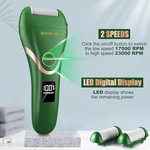 Electric Foot File Feet Hard Skin Remover, Professional Callus Remover Foot Grinder Pedicure Foot Care Utensil Cutters Accessories for Dead Skin Dry Skin, USB Rechargeable with 3 Replacement Rollers - Image 4