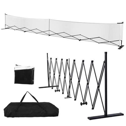 22ft Telescopic Peak Ball Posts with Wheels Portable Peak Ball Net Frames Aluminum Alloy Retractable Pickleball Nets for Backyards Driveways & Garages