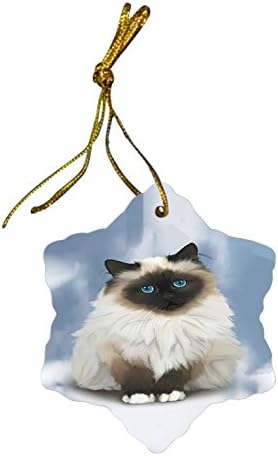 Doggie of the Day Birman Cat Christmas Snowflake Ceramic Ornament