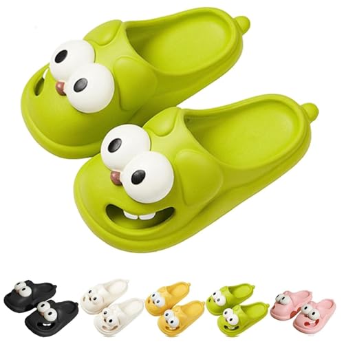 Big Eye Dog Slippers for Women and Men,Kissing Slippers,Tongue Kiss Sandals,Big Toe Shoes Funny,Non-Slip Quick Drying Soft Lightweight Shower Cloud Slides,Cartoon Package Head Eva Slides