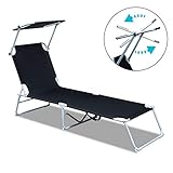 2er Set Sonnenliege mit Dach, Liegestuhl, Gartenliege, Freizeitliege atmungsaktiv - 6