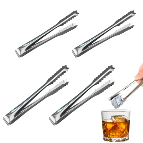 WUSJCOF 4 Piezas Pinzas de Acero Inoxidable para Hielo, Cocina y Servir, Set Ideal para Bodas, Fiestas, Bares, Buffets, Parrillas y Picnics