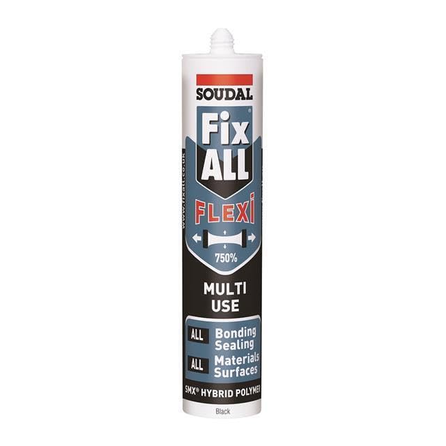 Soudal Fix ALL Flexi Hybrid Polymer Bonding Sealant Adhesive & Filler Size 290ml (Black)