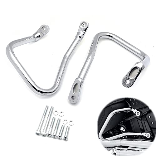 HTTMT- Chrome Rear Bolt-on Saddlebag Guard Crash Bar Compatible With 2018+ Harley Softail FLHC FLHCS [P/N:TGHD-SG09-CD]