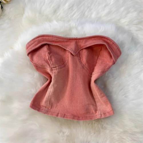 Women Elegant Slash Neck Club Denim Suit Chest Wrap Top Lace Up High Waist Slim Mermaid Skirt3