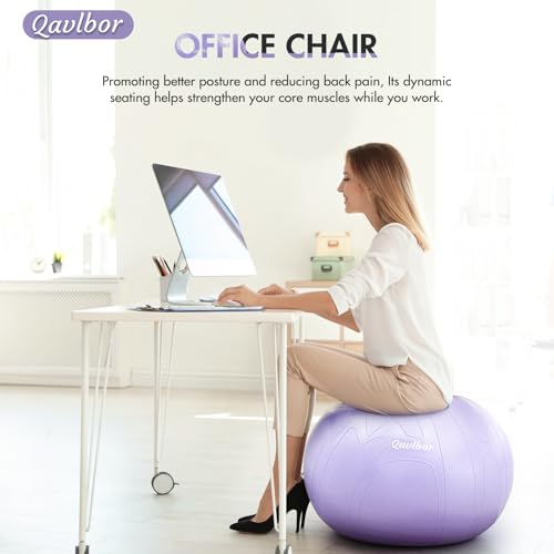 Image of Yoga Ball Pregnancy Ball, 1.7mm Extra Thick Birthing Ball for Pregnancy, 600LB Anti-Burst Exercise Ball for Fitness, Balance, Physical Therapy, Non-Slip Stabil-ity Ball with Bump