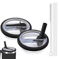 Vautvis Stanley Cup deksel lekvrij, 2 stuks deksel lekvrij dicht voor Stanley Cup 40oz met 2 drinkrietjes en 1 rietje borstel, reservedeksel accessoires ( Beige