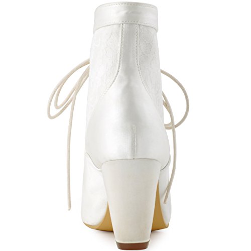 Image of ELEGANTPARK Wedding Boots for Bride Lace Closed Toe Ankle Victorian Booties