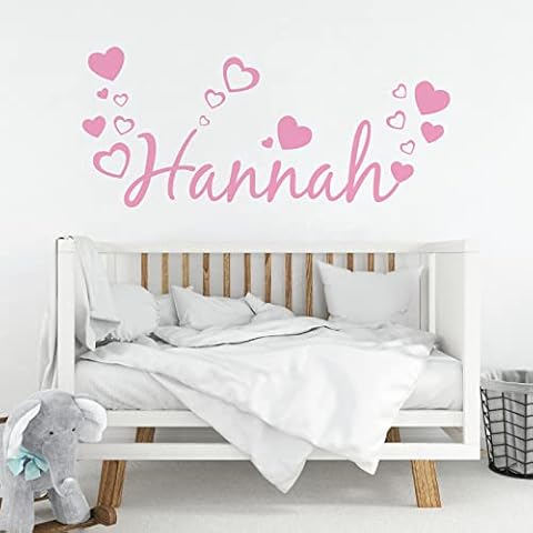 Personalised Name Wall Art Decal with Hearts Cover
