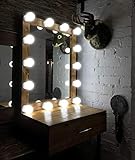 Makeup Mirror Lights Hollywood Style LED Vanity Mirror Lights 10 LED Bulbs Kit for Makeup Dressing Table with Touch Dimmer and Power Supply Plug in Lighting Fixture Strip( Mirror Not Included )