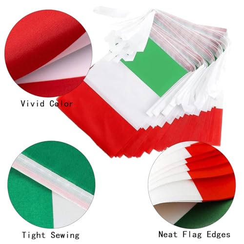 Image of Italy Flags Italian String Flag Banners for Patriotic Events Independence Day Sports Bars Inside Outside Decorations 33 Feet 30 Flags
