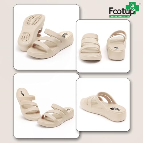 Image of FOOT UP Women's Soft EVA Slip-On Slippers | Lightweight Open Toe Sandals for Women & Girls | Comfortable Casual Footwear with Cushioned Sole | Indoor & Outdoor Use Slides for Home, Travel & Movement