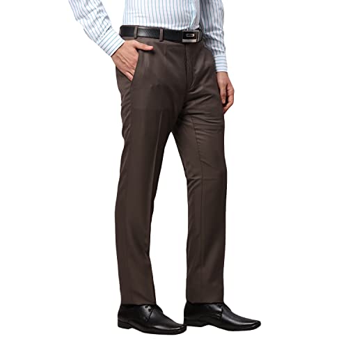 Image of Raymond Men's Polyviscose Blend Structure Pattern Slim Fit Flat Front Formal Trouser