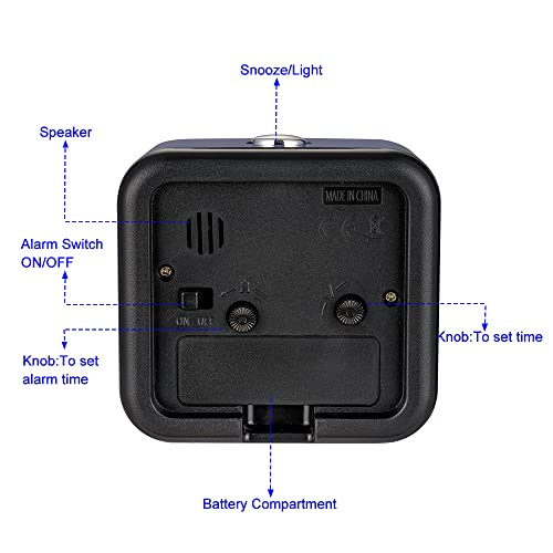 Tinload Small Battery Operated Analog Travel Alarm Clock Silent No Ticking, Lighted On Demand And Snooze, Ascending Beep Sounds, Gentle Wake,Blue #TOP4