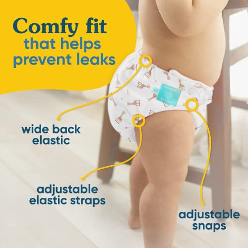 Charlie Banana Baby Washable and Reusable Cloth Diapers, 1 Soft Pocket Diapers and 2 Absorbent Inserts, One-Size, Sophie Classic