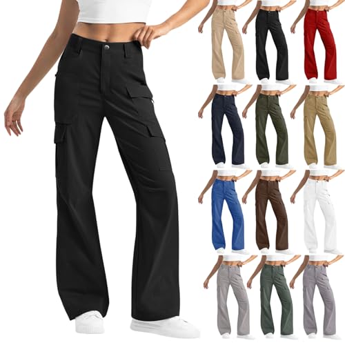 Cargo Pants for Women High Waisted Wide Leg Hiking Pant Casual Stretchy Lightweight Trousers Multi Pockets Outdoor