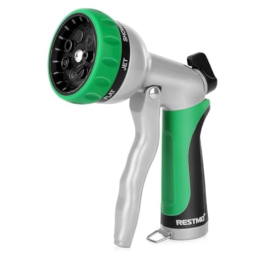RESTMO Garden Hose Nozzle, Heavy Duty Metal Water Hose Nozzle with 7 Adjustable Spray Patterns, High Pressure Hand Sprayer with Flow Control, Best for Watering Plants & Lawns, Washing Cars & Pets