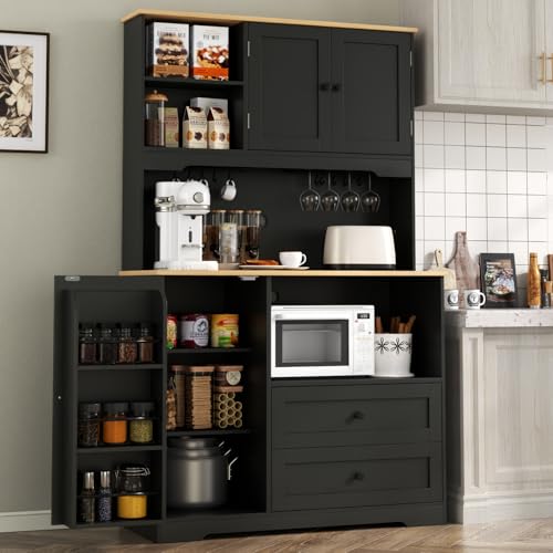 Gyfimoie Kitchen Pantry Storage Cabinet,Freestanding Buffet Cabinet with Wine...