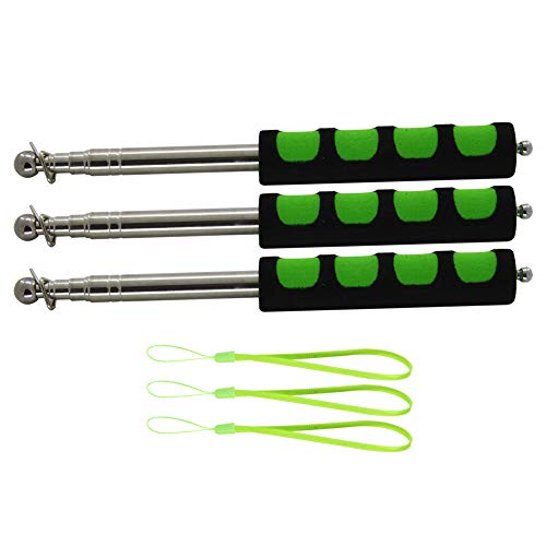 Image of Othmro 3Pcs Hollow Telescopic Teachers Pointer, Teaching Pointer Stick for Classroom, Metal Hand Retractable Pointer Extended Length 39.4 inch, Handheld Presenter Whiteboard Pointer (Green)