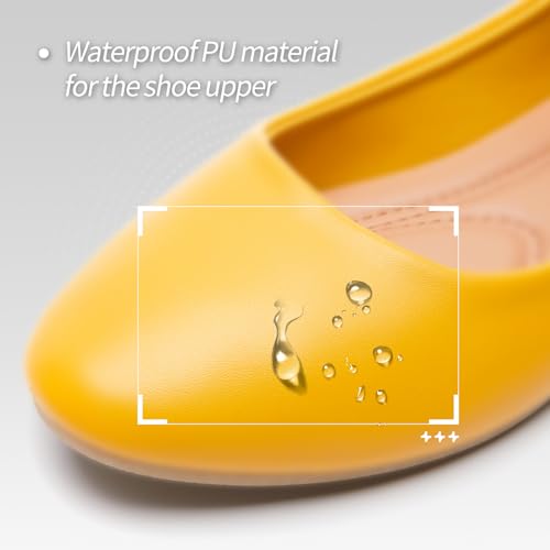 Image of Women's Ballet Flats Shoes Dress Slip on Shoes | PU Leather Teacher Business Casual Loafers Non Slip Low Heel Dressy