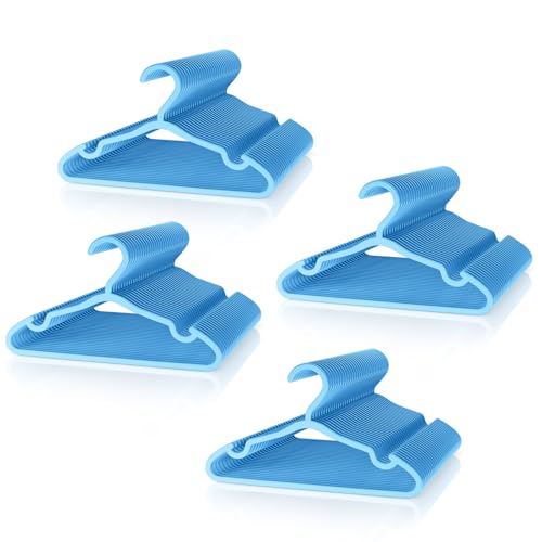 VILICK Perchas de plástico para niños, paquete de 100 perchas antideslizantes para ropa de bebé para armario, ropa de niños pequeños y recién nacidos, pantalones, faldas, abrigos (azul)