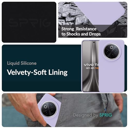 Image of SPRIG Compatible with Vivo T4 Premium SilkTone Back Cover Drop Tested Shock Proof Mobile Case for Men, Women, Boys and Girls with Camera Protection (Light Purple)