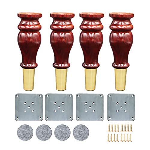 Patas de madera para muebles con placa de montaje y tornillos para sofá, mesa de café, silla, armario, soporte de TV
