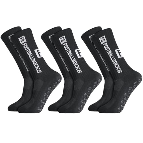 3 Paare Fußballsocken, Fußball Socken 38-46 Anti-Rutsch Grip Socken Fussball Atmungsaktiv Rutschfeste Sportsocken für Herren Damen Fussball Basketball Laufen