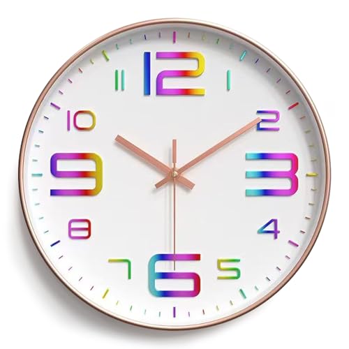 YSWOVUO 30cm Reloj de Pared, Movimiento de Cuarzo Silencioso, Relojes de Pared Decorativo Redondo, Números Fáciles de Leer, Reloj Pared para Salon, Cocina, Dormitorio, Oficina, Escuela