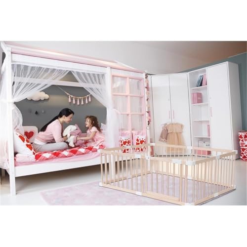 Pemberly Row Baby Wood Safety Gate in Off White with White Connector