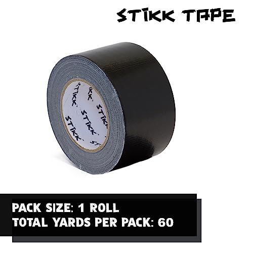Stikk Duct Tape - Black Duck Tape - 3 Inch X 60 Yards - Heavy Duty Tape For Repairs, Household Projects - Duct Tape For Commercial Hvac And Construction - Effective Heavy Duty Waterproof Duct Tape #TOP2