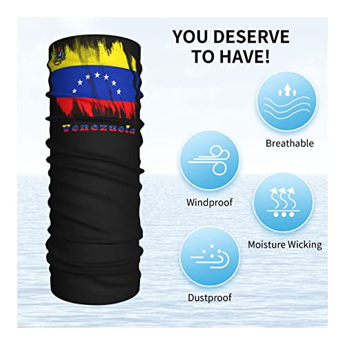 Venezuela Flag Venezuelan Seamless Neck Gaiter Face Mask Seamless UV Protection Shield Scarf Bandana for Motorcycle Cycling Riding Running Headbands White3