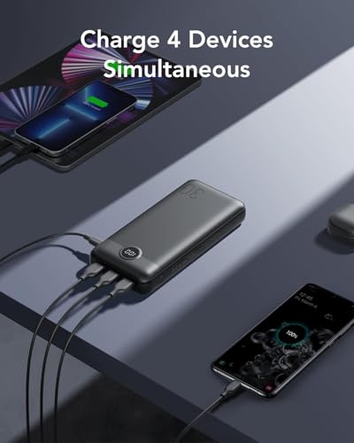 VEGER Batterie Externe 30000mAh, PD20W QC3.0 Power Bank Charge Rapide 4 Sorties et 2 entrées Chargeur Portable avec Affichage LED Compatible avec iPhone/Huawei/Android, etc. – Image 6