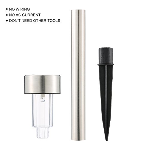 Leeofty Solar Powered LEVOU Luz Do Gramado de Aço Inoxidável Lâmpada Da Paisagem Do Jardim com a Ins