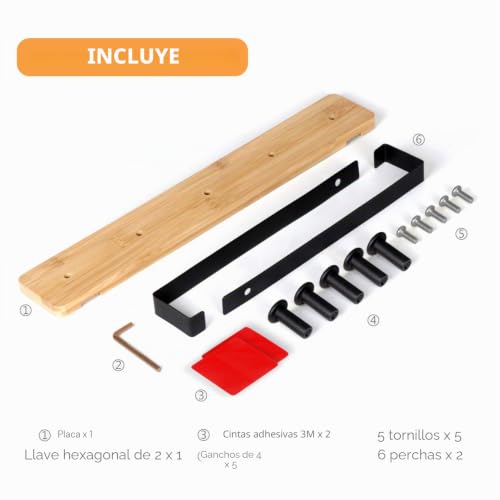 Miniatura 7 de Jsver Perchero Para Puerta 5 Ganchos, Colgador Para Puertas Bambú Perchero De Puerta De Baño Gancho Puerta Colgador De Ropa Para Cocina, Dormitorio, Gabinete, Cajón, Etc