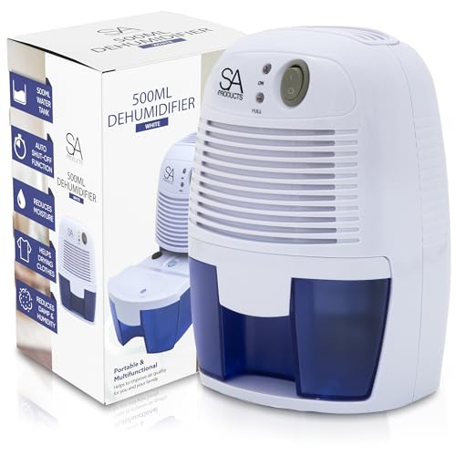 SA Products 500ml Portable Dehumidifier and Air Purifier | Moisture Absorbers for Home Bedroom Bathroom (White)