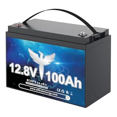 Elfhub 12V 100Ah LiFePO4 Lithium Battery, Upgraded 100A BMS, 10-Year Lifespan with Up to 15000 Cycles, Max. 1280Wh Energy,Perfect for RV, Solar, Trolling Motor