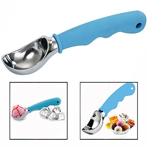 Paletta per Gelato in Acciaio Inox con Comoda Maniglia in Gomma - per i più Ice Cream, Frozen Yogurt, Frutta(Blu) - immagine 3